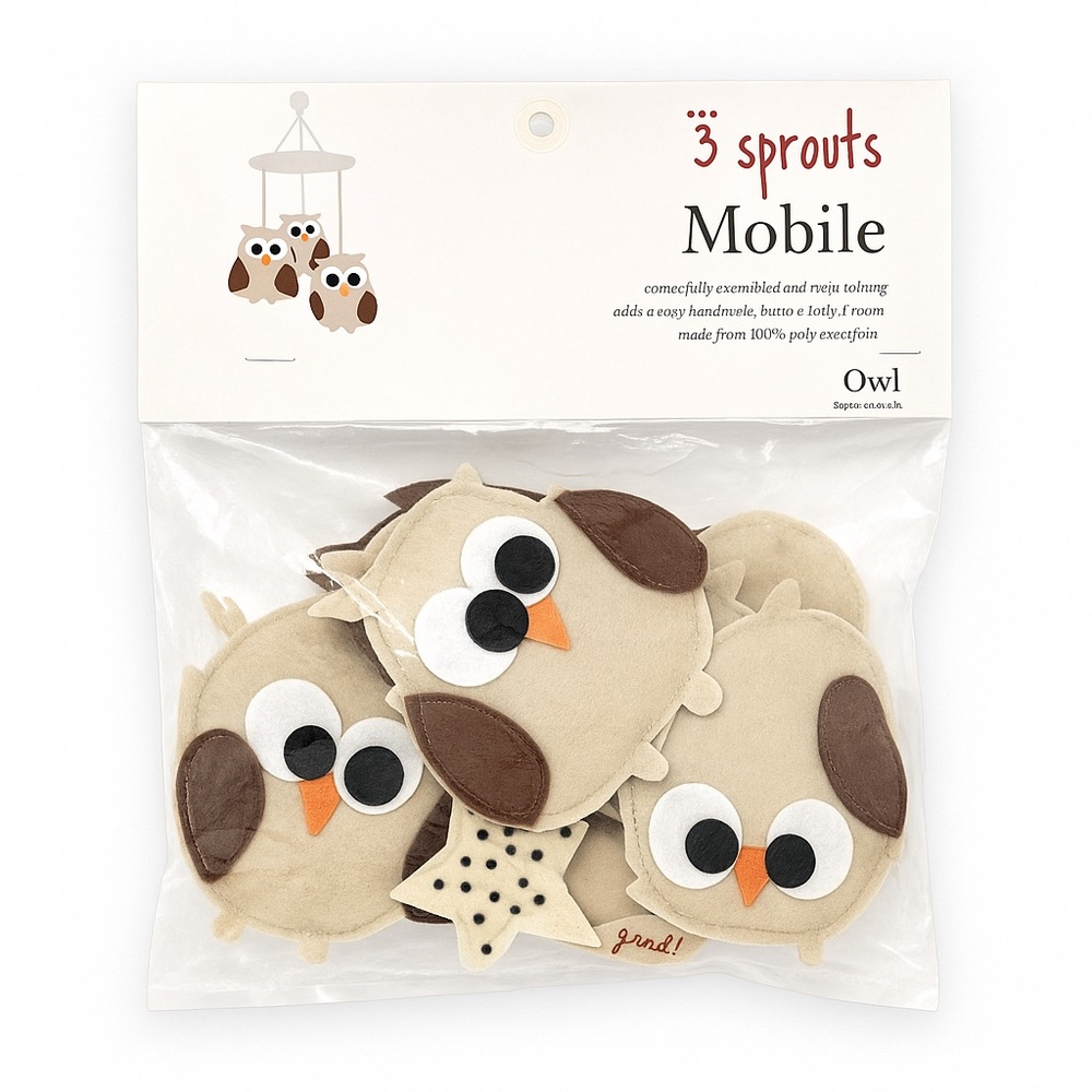 🦉 3  SPROUTS  Owl Baby Mobile – Neutral Nursery Décor – New in Package 🎀